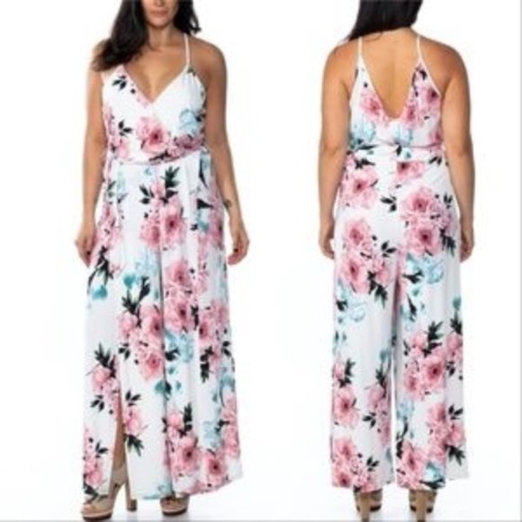 Pants - PLUS SIZE GORGEOUS FLORAL JUMPSUIT